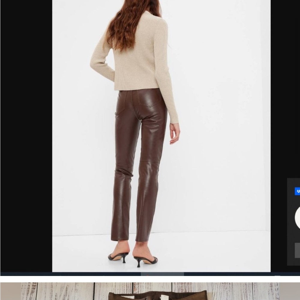 GAP Vintage Straight High Rise faux leather pant in Espresso size 6 EUC